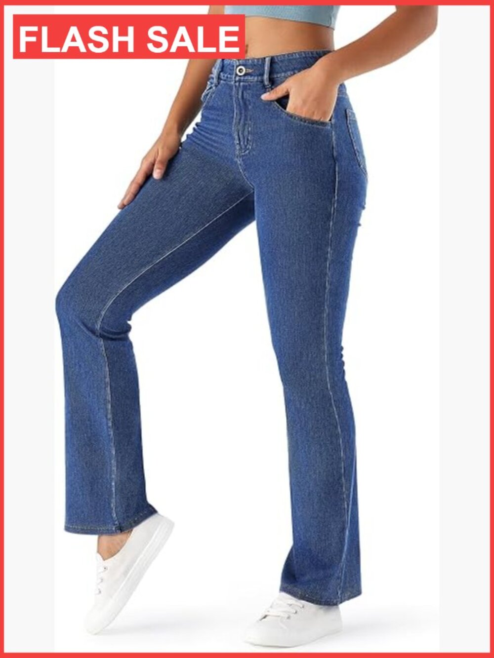 High Waisted Bootcut Jeans for Women, Stretchy Regular Fit Denim